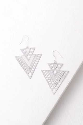 Geometric Dangle Earrings Silver