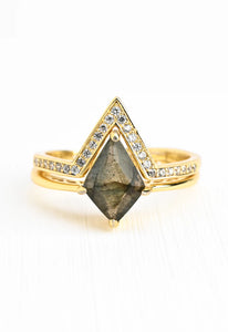 Labradorite and Gold Ring Set