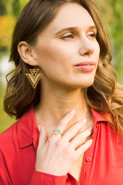 Geometric Dangle Earrings Silver